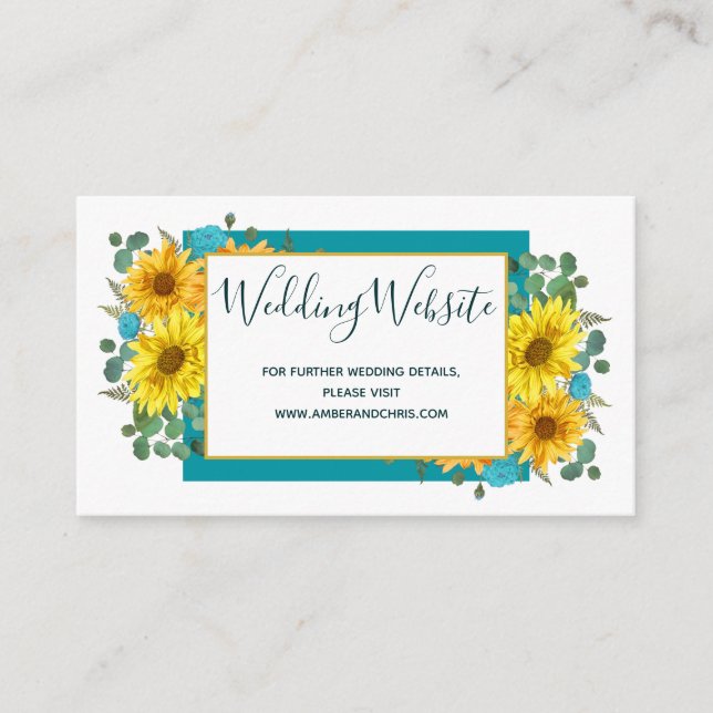 Tarjeta De Recepción Sitio web de Bodas de Rosas azules Verde azulados  (Anverso)