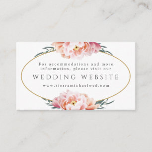 Tarjeta De Recepción Sitio web de bodas   Elegante floral Rubor Pink Pe