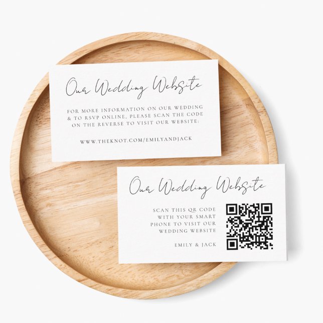 Tarjeta De Recepción Sitio web de bodas | Elegante Moda RSVP QR Code (Direct guests seamlessly to your wedding website using this QR code enclosure card)