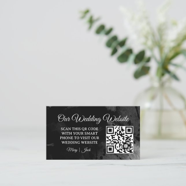 Tarjeta De Recepción Sitio web de bodas | Elegante Moda RSVP QR Código  (Anverso de pie)