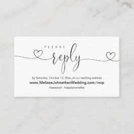 Tarjeta De Recepción Sitio web de Bodas en línea RSVP, caligrafía moder