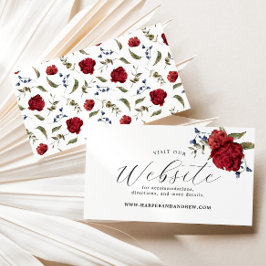 Tarjeta De Recepción Sitio web de Bodas florales de Navy Burgundy