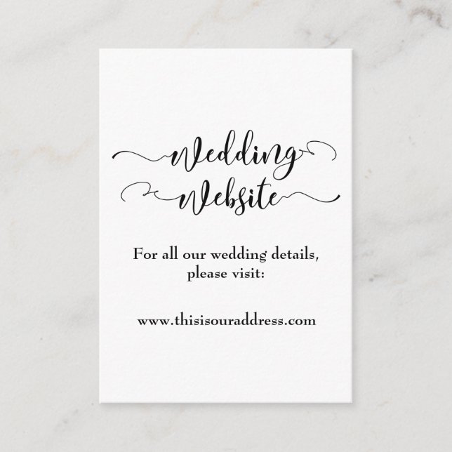 Tarjeta De Recepción Sitio web de bodas | Guión negro y tu foto (Anverso)