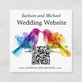 Tarjeta De Recepción Sitio web de bodas LGBTQ+ Rainbow Lovebirds