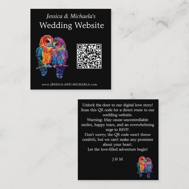 Tarjeta De Recepción Sitio web de bodas LGBTQ+ Unidad Eterna Presupuest (Anverso / Reverso)