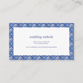 Tarjeta De Recepción Sitio web de Bodas mediterráneos blancos y azules