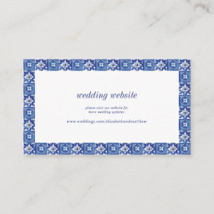 Tarjeta De Recepción Sitio web de Bodas mediterráneos blancos y azules 