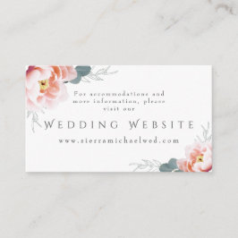 Tarjeta De Recepción Sitio web de bodas | Moderno Rubor Floral Pink Peo