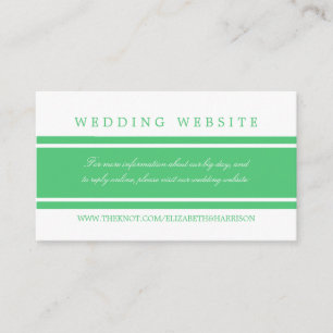 Tarjeta De Recepción Sitio web de Bodas modernos de Emerald Green