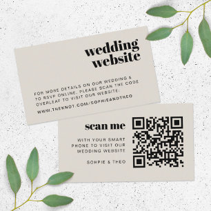 Tarjeta De Recepción Sitio web de bodas   Retro de código QR escaneado 