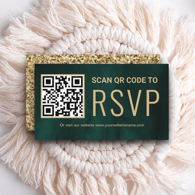 Tarjeta De Recepción Sitio web de bodas RSVP Código QR en línea Green G (Subido por el creador)
