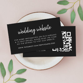 Tarjeta De Recepción Sitio web de bodas | RSVP Código QR Negro moderno
