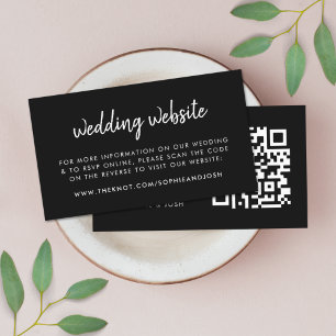 Tarjeta De Recepción Sitio web de bodas   RSVP Código QR Negro moderno
