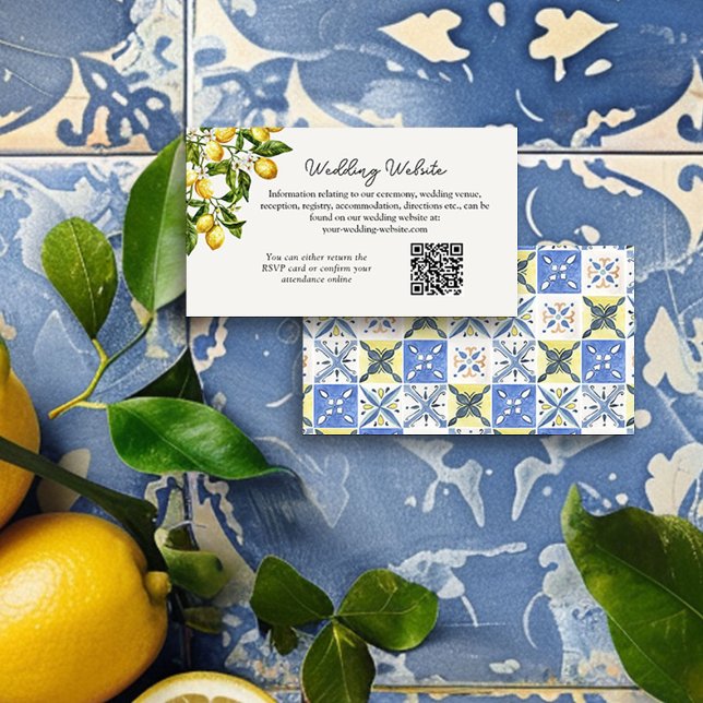 Tarjeta De Recepción Sitio web de Bodas temáticos de Lemon Grove (Wedding Website Card from the Lemon Grove Wedding Collection by Darling & May)