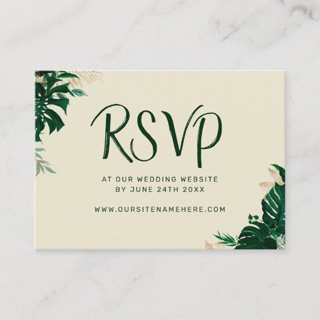 Tarjeta De Recepción Sitio web de Bodas tropicales modernos RSVP