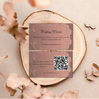 Tarjeta De Recepción Sitio web de Bodas Vintage de Oro Rosa