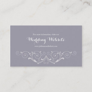 Tarjeta De Recepción Sitio web de Bodas Vintage Gris en Victoria Swirls