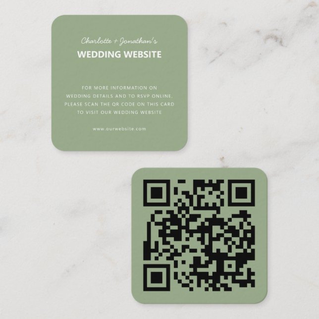 Tarjeta De Recepción Sitio web de casamiento de caída simple con código (Anverso / Reverso)