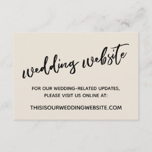 Tarjeta De Recepción Sitio web de Casual Handwriting Cream Boda