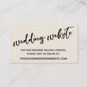 Tarjeta De Recepción Sitio web de Casual Handwriting Cream Boda