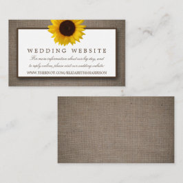 Tarjeta De Recepción Sitio web de Country Rustic Sunflower & Burlap Bod