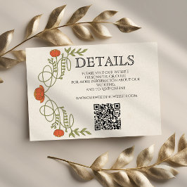Tarjeta De Recepción Sitio web de detalles de Boda de flores de Naranja