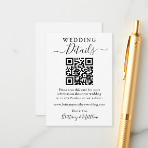 Tarjeta De Recepción Sitio web de detalles de Boda simple minimalista Q