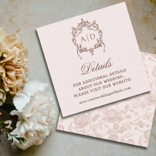 Tarjeta De Recepción Sitio web de detalles del Boda del Escudo de Vinta