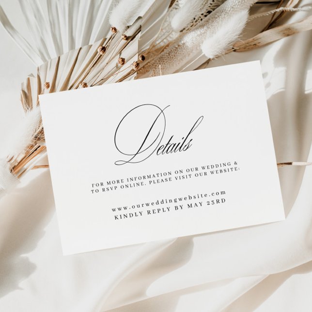 Tarjeta De Recepción Sitio web de detalles del boda Elegant Calligraphy (Wedding Details Website Elegant Calligraphy Enclosure Card)