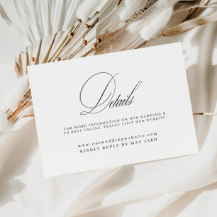 Tarjeta De Recepción Sitio web de detalles del boda Elegant Calligraphy