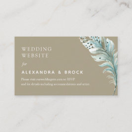 Tarjeta De Recepción Sitio web de detalles del Boho Beige Feather Minim