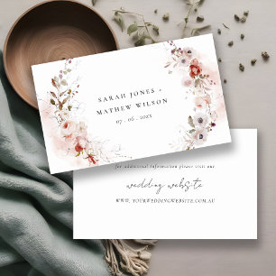 Tarjeta De Recepción Sitio web de Dusky Fall Marsala Rubor Floral Boda