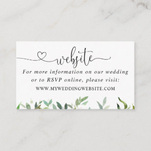 Tarjeta De Recepción Sitio web de Greenery Botanical Foliage Heart Boda