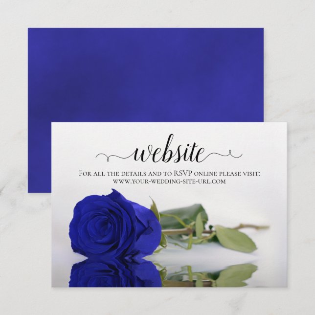 Tarjeta De Recepción Sitio web de la boda elegante del Rosa Royal Blue  (Anverso / Reverso)