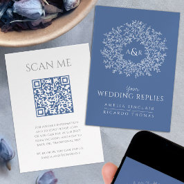 Tarjeta De Recepción Sitio web de la boda Escanear código QR monograma 