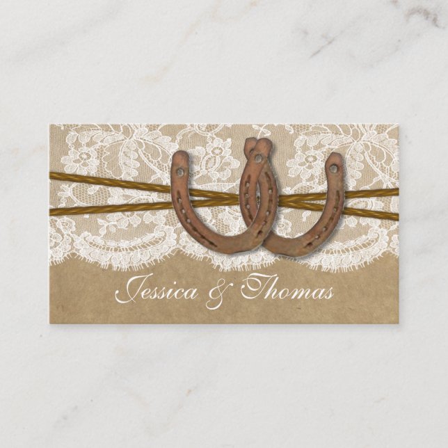 Tarjeta De Recepción Sitio web de la colección Kraft, Lace & Horseshoe (Anverso)