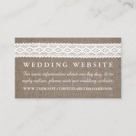 Tarjeta De Recepción Sitio web de los Bodas Ruslap y Vintage White Lace