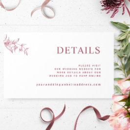 Tarjeta De Recepción Sitio web de moda Boda blanco y borgoñés / Detalle