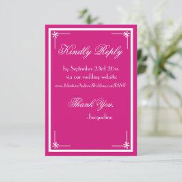 Tarjeta De Recepción Sitio web de moda Magenta para bodas elegante RSVP