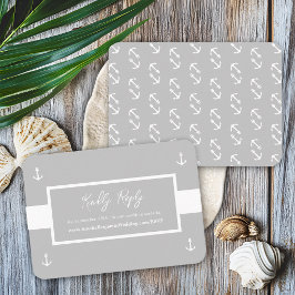 Tarjeta De Recepción Sitio web de patrón náutico blanco gris RSVP boda