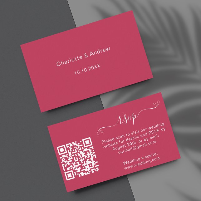 Tarjeta De Recepción Sitio web de respuesta al boda magenta Código QR R (Subido por el creador)