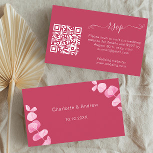 Tarjeta De Recepción Sitio web de respuesta al boda magenta Código QR R