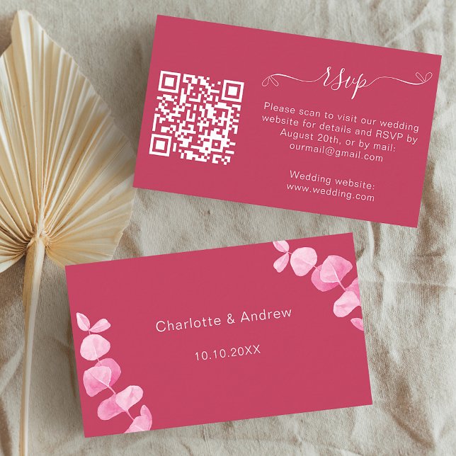Tarjeta De Recepción Sitio web de respuesta al boda magenta Código QR R (Subido por el creador)
