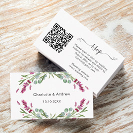 Tarjeta De Recepción Sitio web de respuesta de boda rosa Lavender QR RS