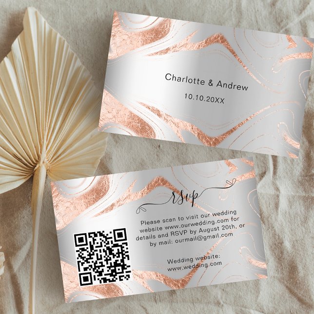 Tarjeta De Recepción Sitio web de respuesta del boda rosa de plata códi (Subido por el creador)