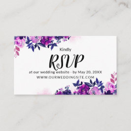 Tarjeta De Recepción Sitio web de respuesta RSVP de Plata Violeta Flora