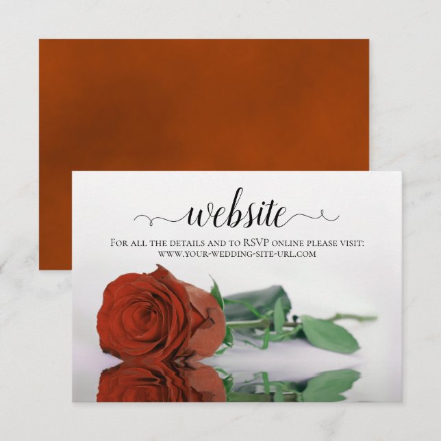 Tarjeta De Recepción Sitio web de Rosa elegante  de Naranja en polvo o  (Anverso / Reverso)