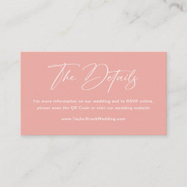 Tarjeta De Recepción Sitio web de RSVP de matrimonio de código QR rosa 