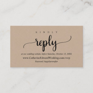 Tarjeta De Recepción Sitio web de RSVP en línea, Black Script, Brown Kr