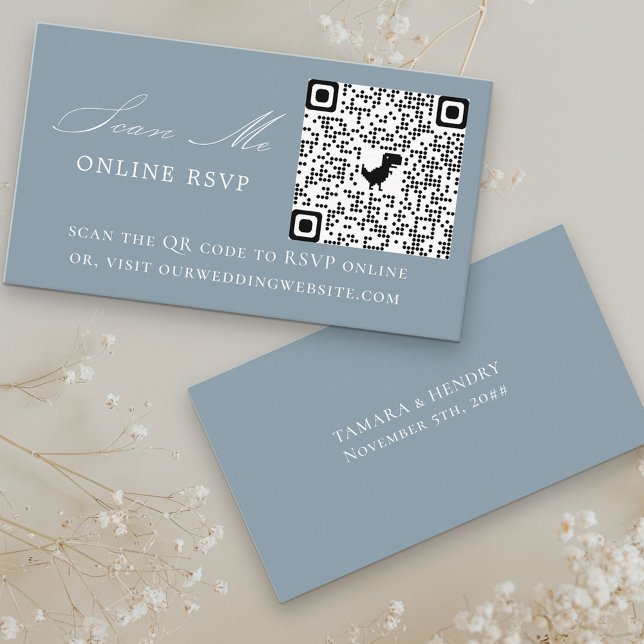 Tarjeta De Recepción Sitio web de RSVP QR Code Dusty Blue Boda (Subido por el creador)